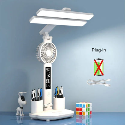 3-in-1 LED Desk Lamp with Fan and Phone Holder