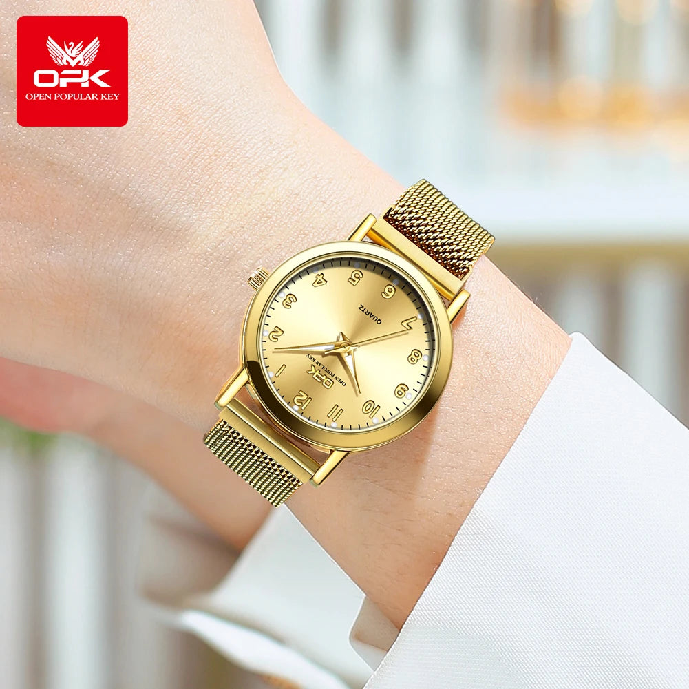 Elegant Women’s Quartz Watch – Stainless Steel Mesh Strap with Free Shipping