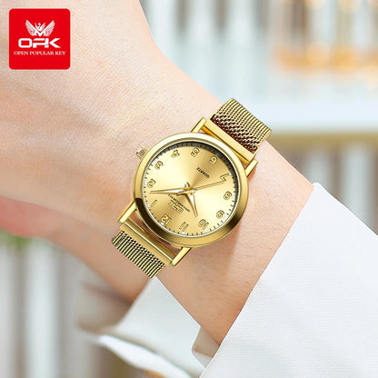 Elegant Women’s Quartz Watch – Stainless Steel Mesh Strap with Free Shipping