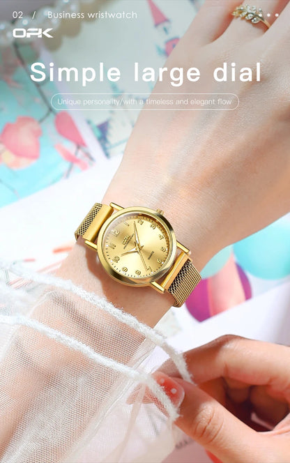 Elegant Women’s Quartz Watch – Stainless Steel Mesh Strap with Free Shipping