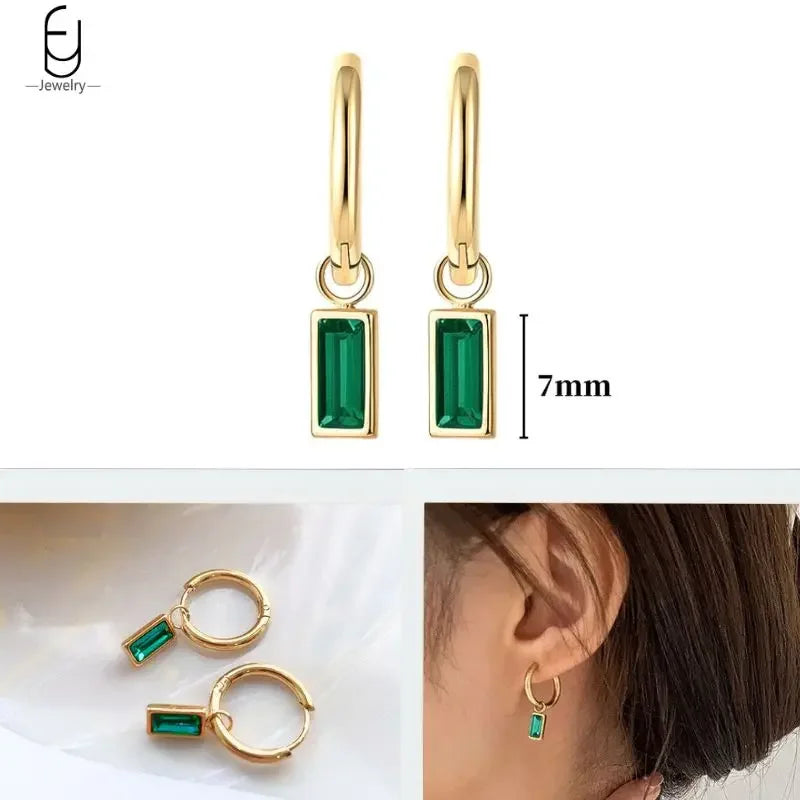 Green Zircon Gold-Tone Earrings