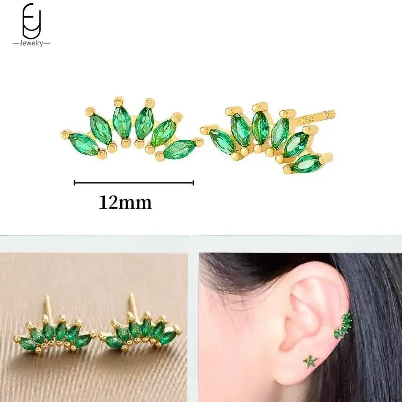 Green Zircon Gold-Tone Earrings