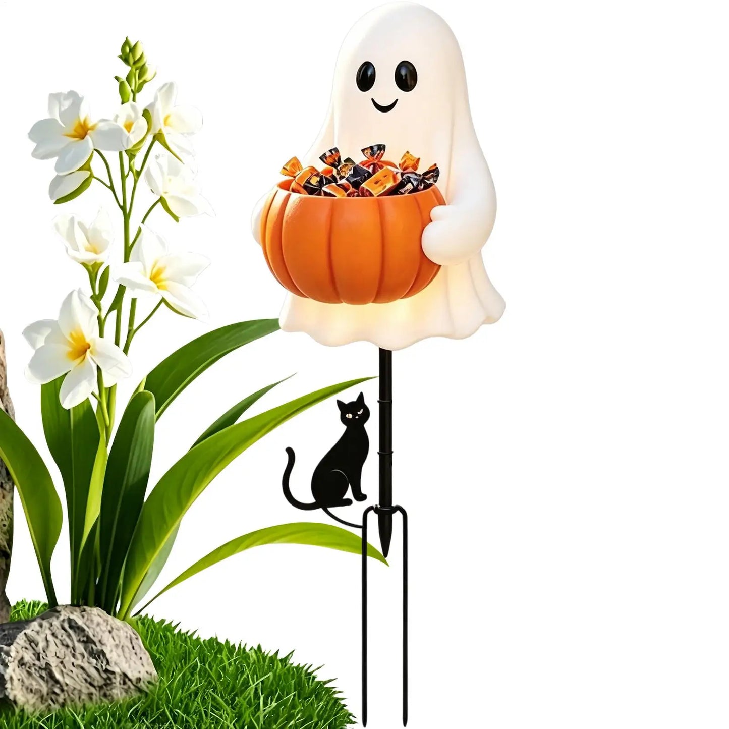 Halloween Ghost Candy Bowl Garden Stake