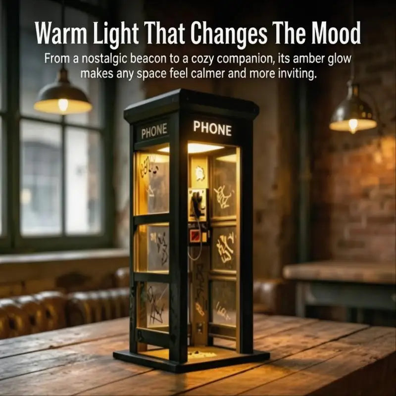 Vintage Telephone Booth Desk Lamp – Retro Nightstand Light with Free Shipping
