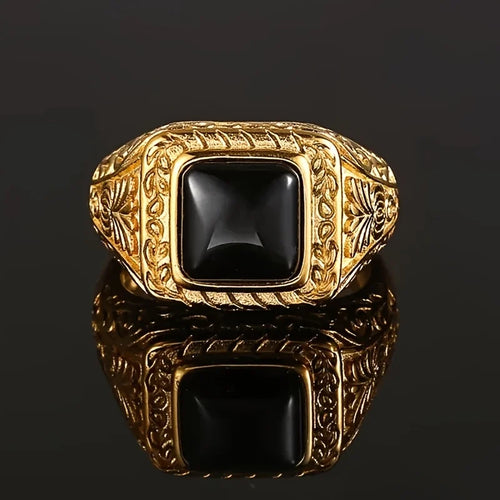 Vintage Black Square Stone Ring