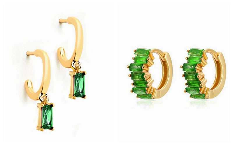 Green Zircon Gold-Tone Earrings