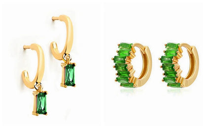 Green Zircon Gold-Tone Earrings