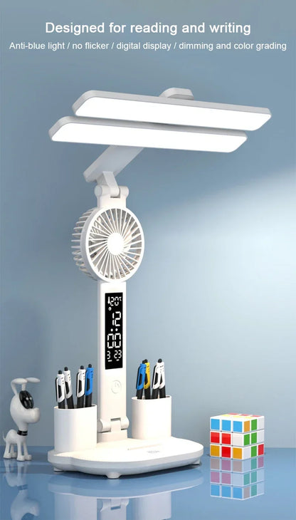 3-in-1 LED Desk Lamp with Fan and Phone Holder