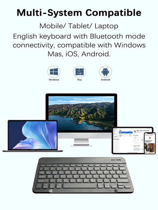 Slim Bluetooth Keyboard for iPad & Tablet