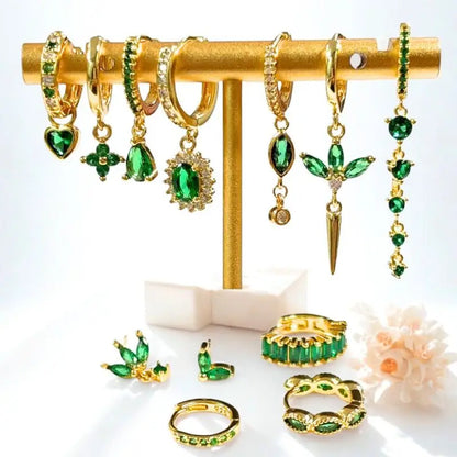 Green Zircon Gold-Tone Earrings