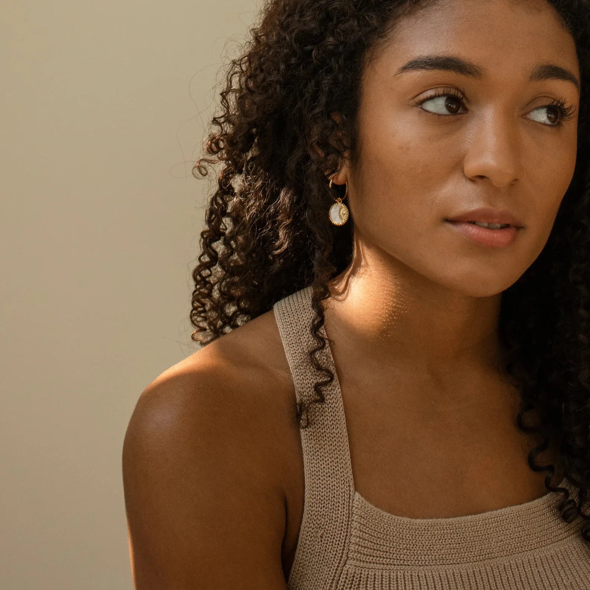 Sun & Moon Shell Hoop Earrings