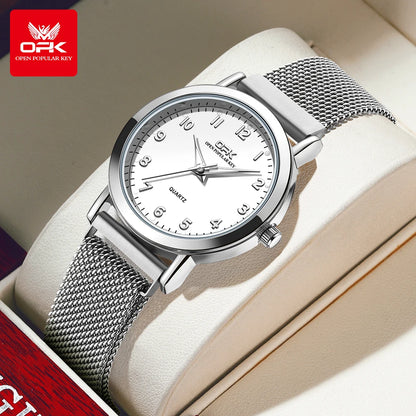 Elegant Women’s Quartz Watch – Stainless Steel Mesh Strap with Free Shipping