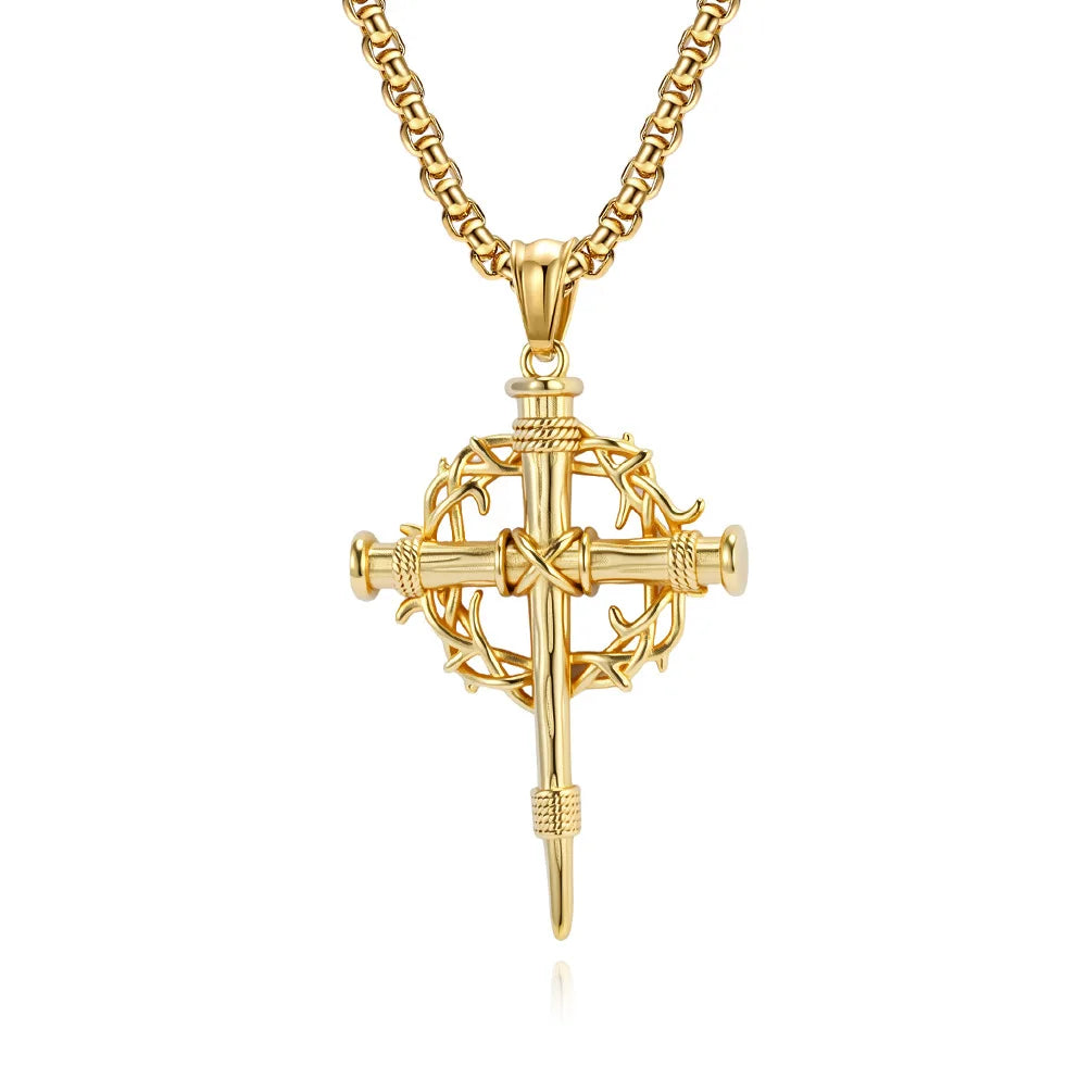 Thorn Wreath Cross Necklace