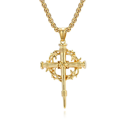 Thorn Wreath Cross Necklace