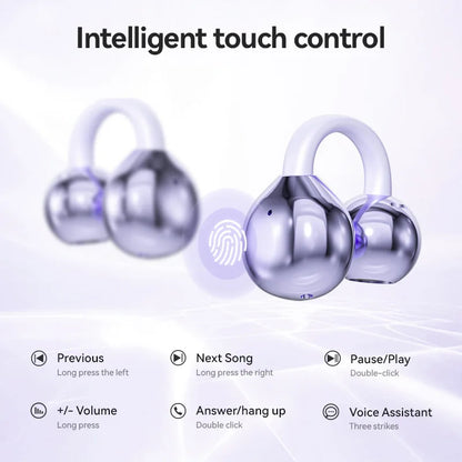 Open Ear Clip Wireless Earbuds – Bluetooth 5.4 ENC Noise Cancelling Headphones with Mic for iOS & Android