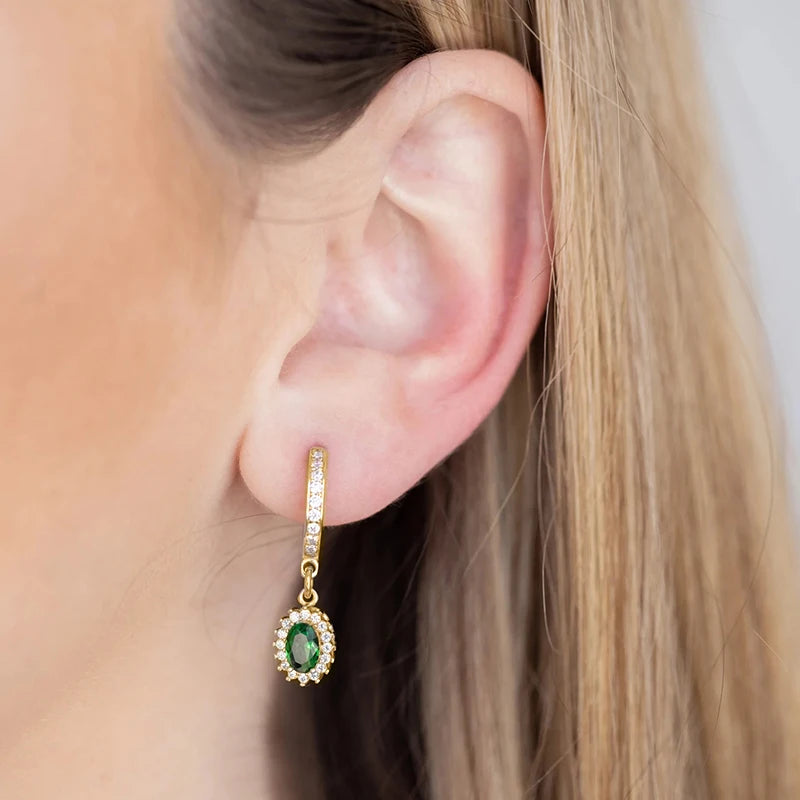 Green Zircon Gold-Tone Earrings