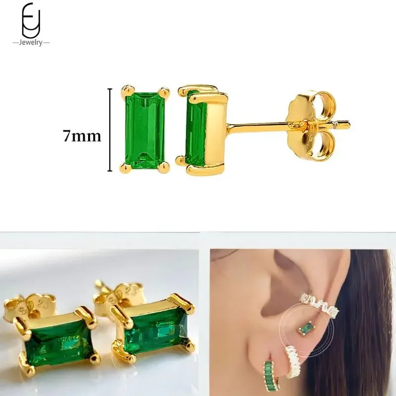 Green Zircon Gold-Tone Earrings