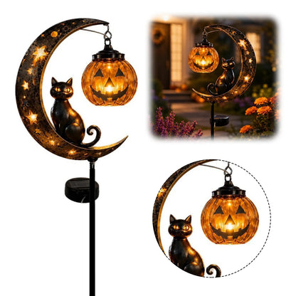 Black Cat Moon Solar Garden Light