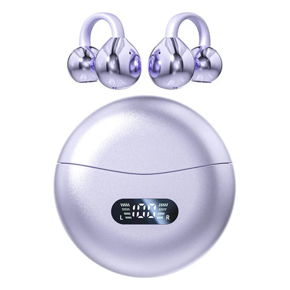 Open Ear Clip Wireless Earbuds – Bluetooth 5.4 ENC Noise Cancelling Headphones with Mic for iOS & Android