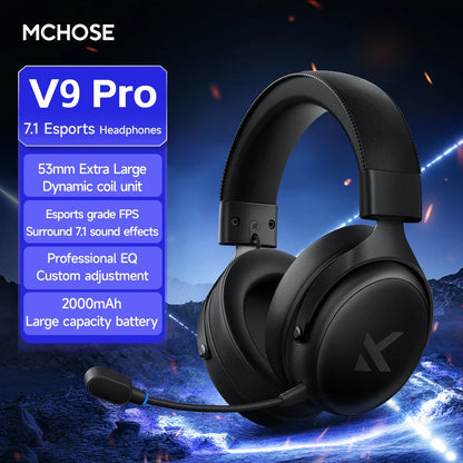 MCHOSE V9 Pro Gaming Headset – Bluetooth Wireless PC Gamer Headphones with Microphone, 7.1 Surround Sound & Low Latency
