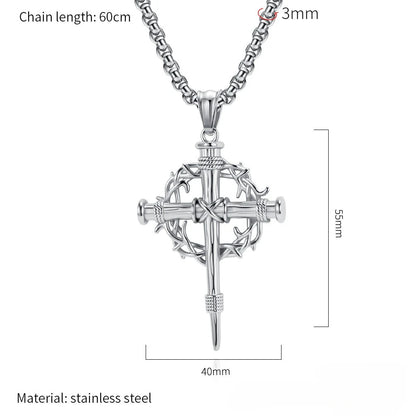 Thorn Wreath Cross Necklace