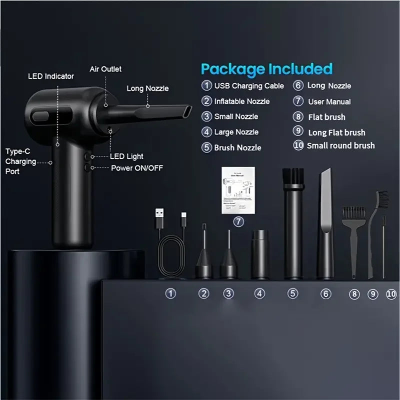 2-in-1 Cordless Air Duster & Mini Vacuum Cleaner