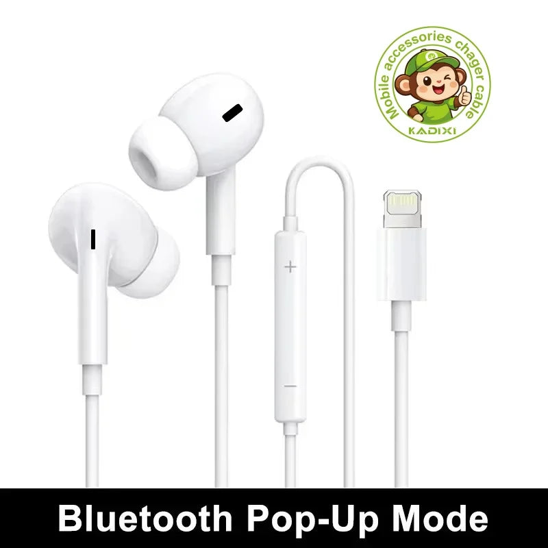 Lightning Wired Earphones with Microphone – In-Ear Stereo Headphones Compatible with iPhone, iPad & iPod
