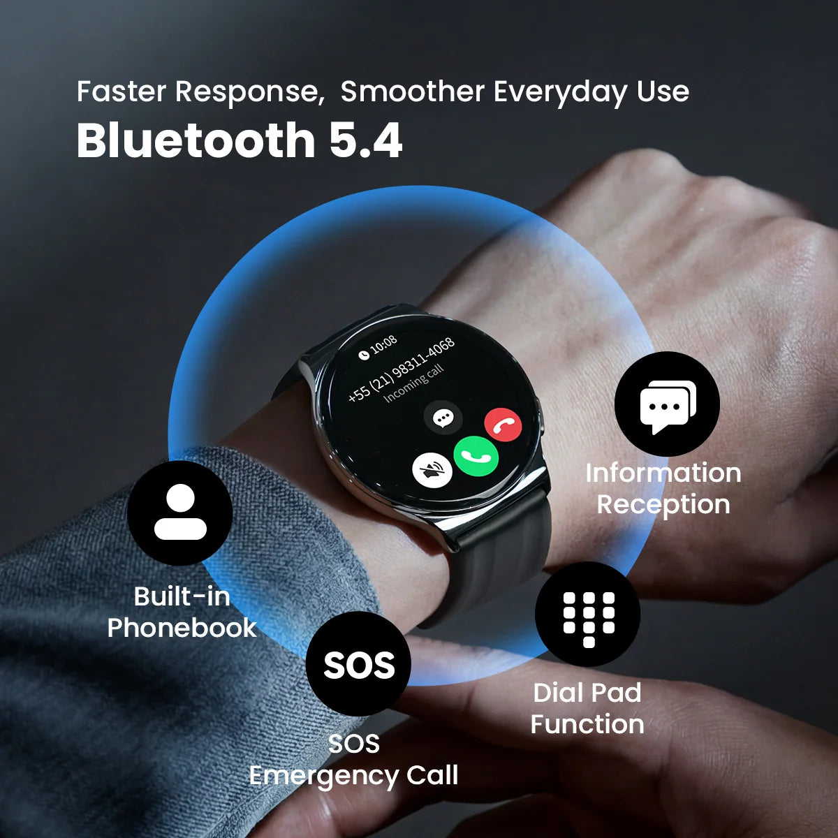 HAYLOU Solar Lite 2 Smartwatch – 1.43” AMOLED Fitness Watch with 24H Health Monitoring, 150+ Sports Modes & Voice Calling