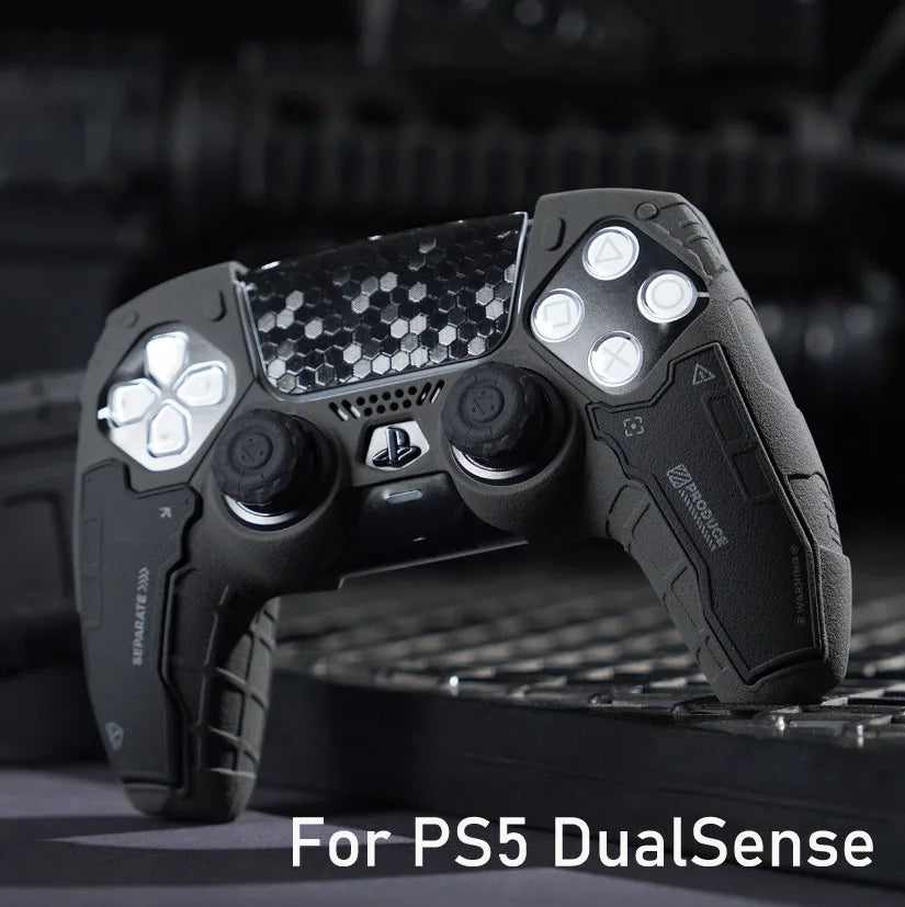 PS5 Controller Silicone Cover – Tactical Style Soft Protector Skin with Thumb Stick Grip Caps & Free Shipping