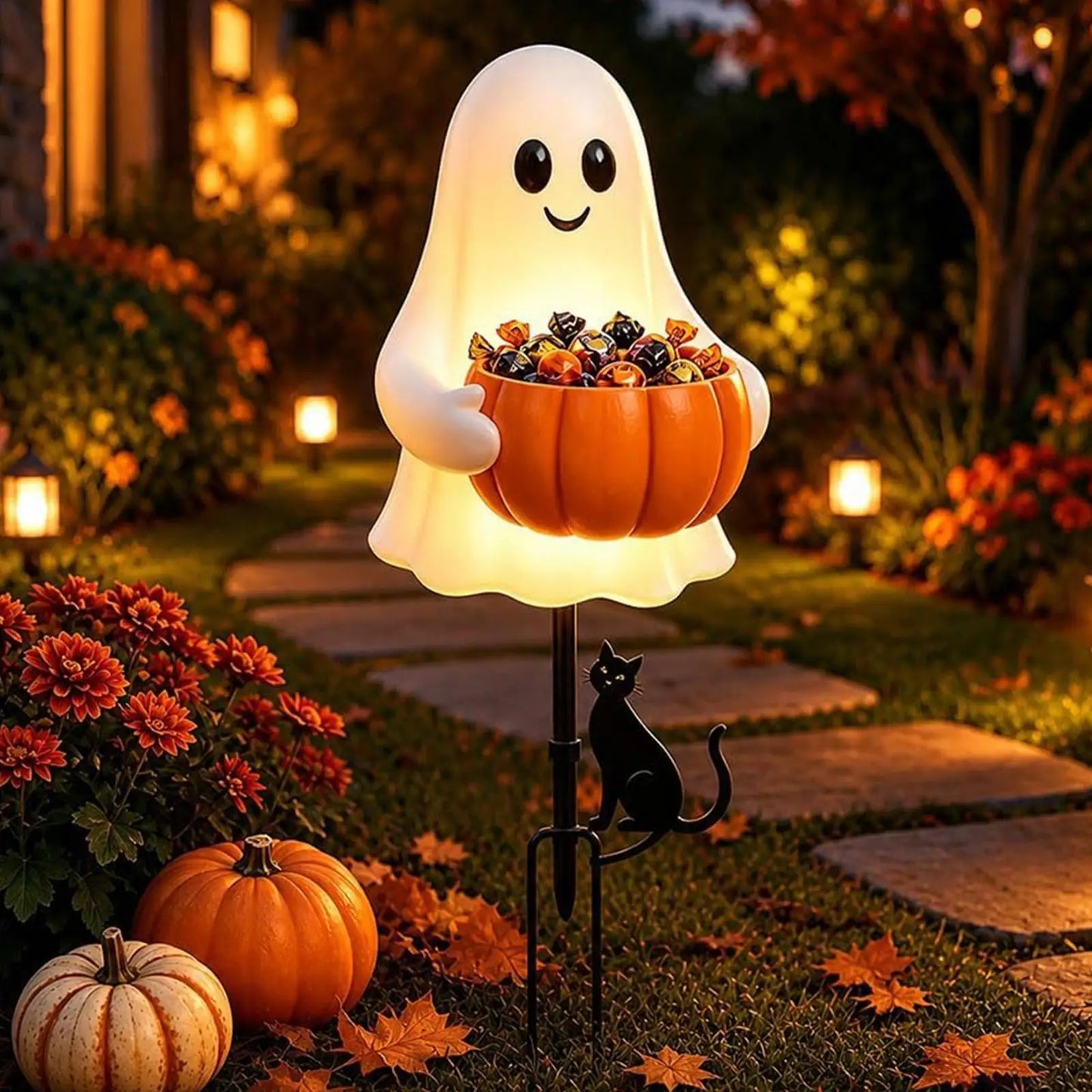 Halloween Ghost Candy Bowl Garden Stake