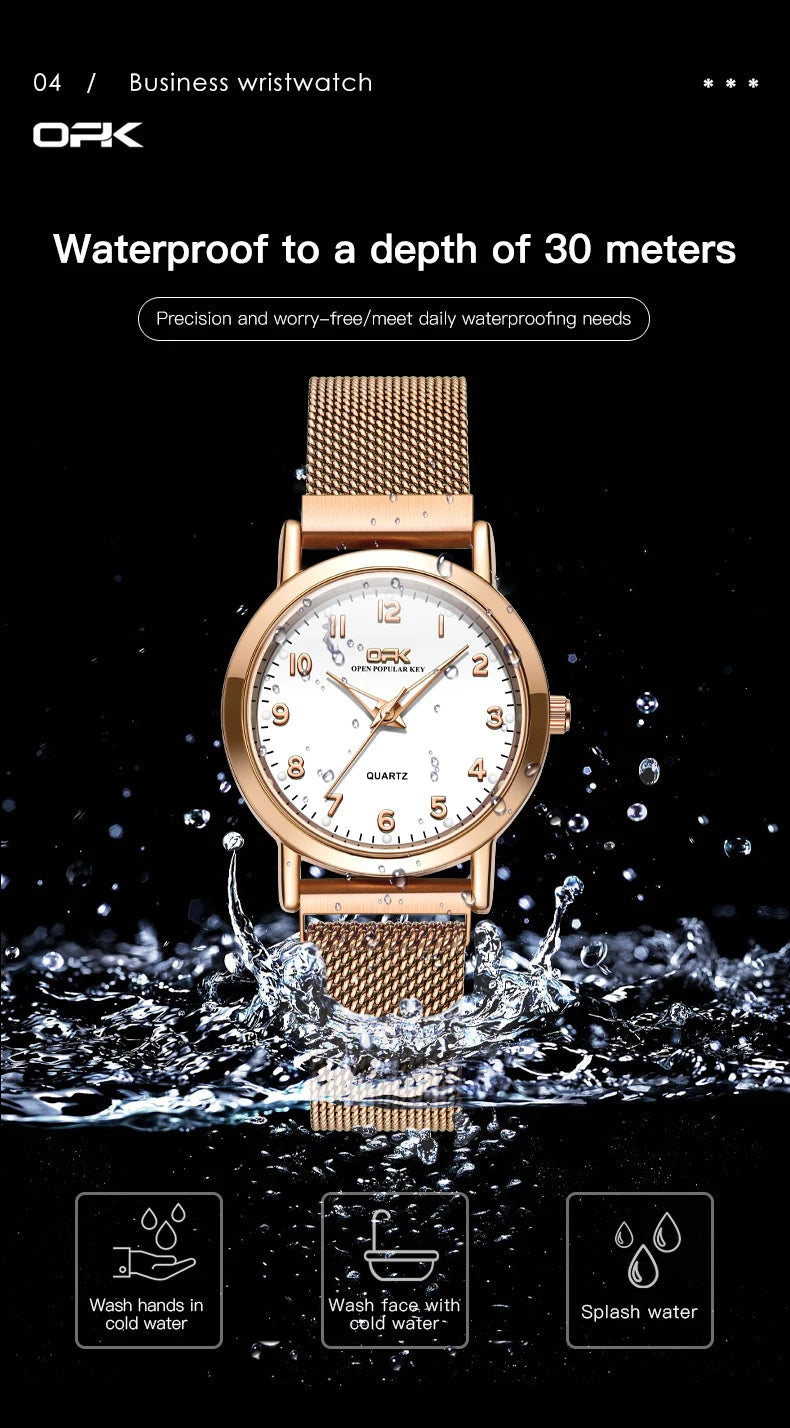 Elegant Women’s Quartz Watch – Stainless Steel Mesh Strap with Free Shipping