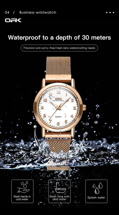 Elegant Women’s Quartz Watch – Stainless Steel Mesh Strap with Free Shipping