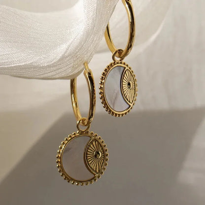 Sun & Moon Shell Hoop Earrings