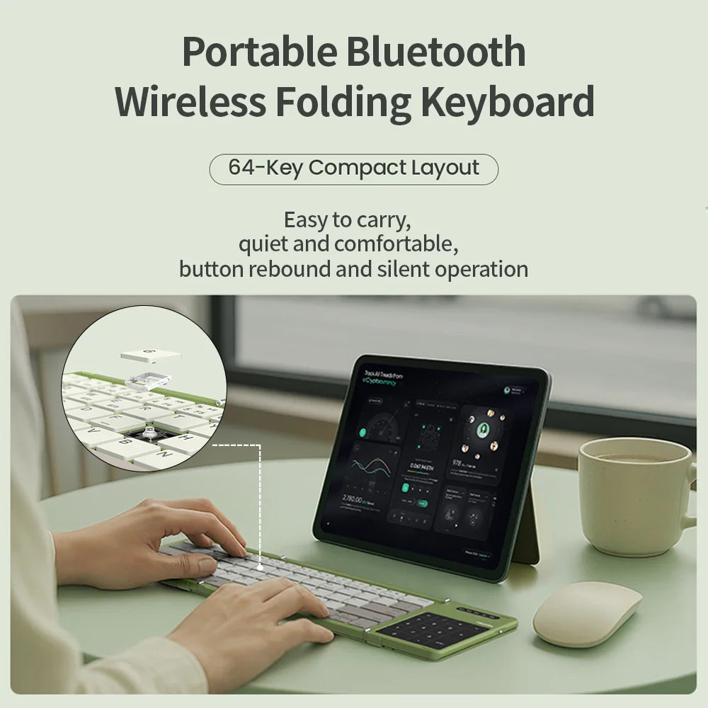 Foldable Bluetooth Keyboard with Touchpad for iPad, Tablet & Laptop