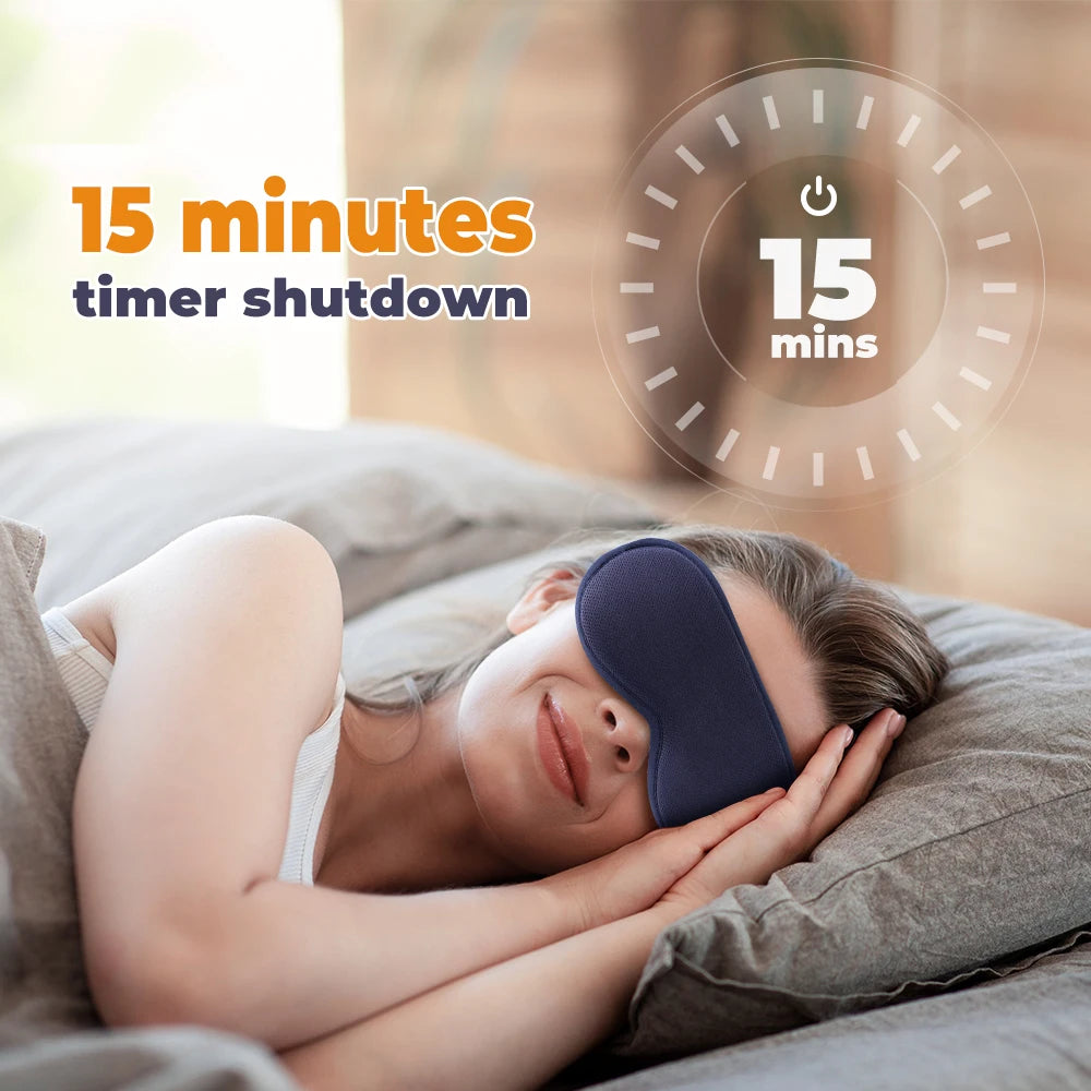 Heated Eye Mask with Vibration Massage – 3 Heat Levels & 6 Modes