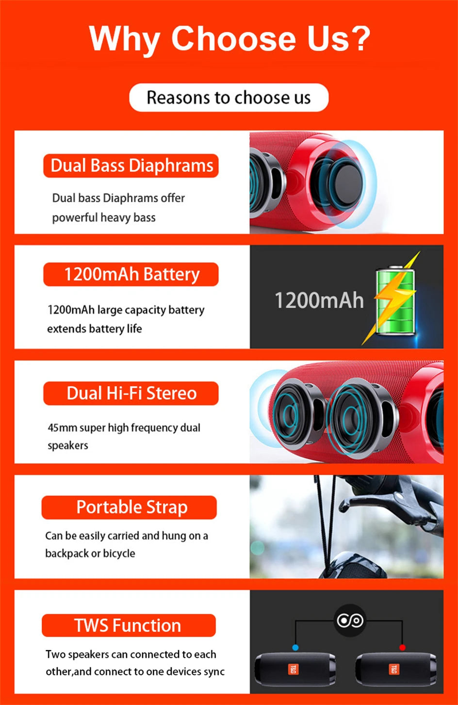Portable Wireless Bluetooth Speaker – Mini Outdoor Bass Speaker with FM Radio, Hands-Free Call & Free Shipping