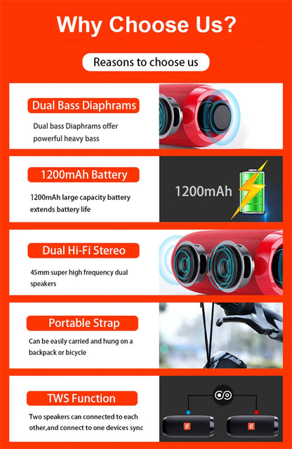 Portable Wireless Bluetooth Speaker – Mini Outdoor Bass Speaker with FM Radio, Hands-Free Call & Free Shipping