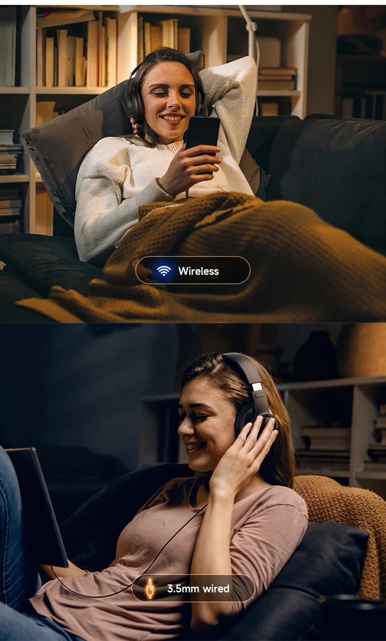 Picun B8 Bluetooth Headphones – 120H Playtime Wireless Over-Ear Headset with Low Latency & Hands-Free Calls