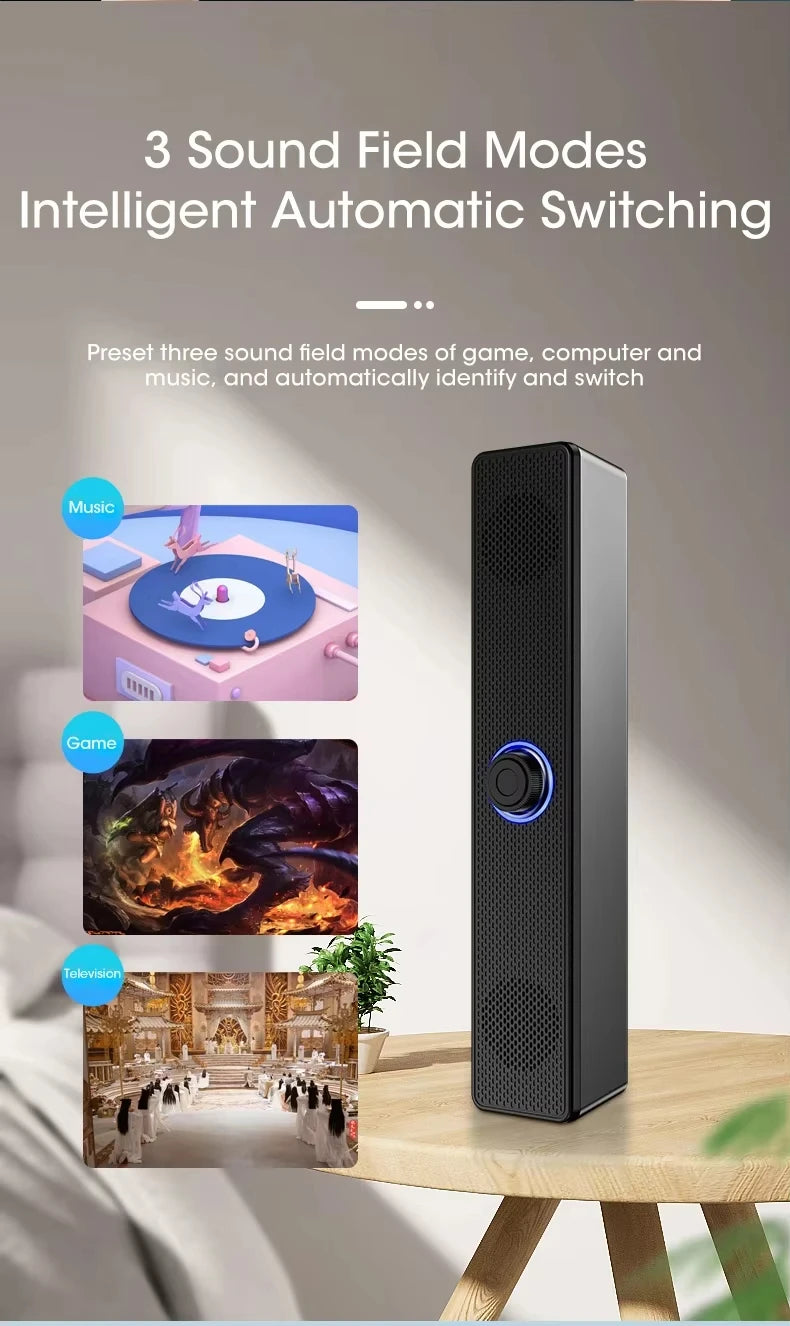 USB Powered PC Soundbar – Wired & Wireless Bluetooth Speaker for Laptop, TV, Gaming & Home Theater with Free Shipping