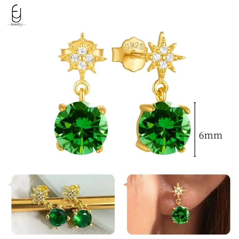 Green Zircon Gold-Tone Earrings