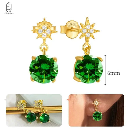 Green Zircon Gold-Tone Earrings