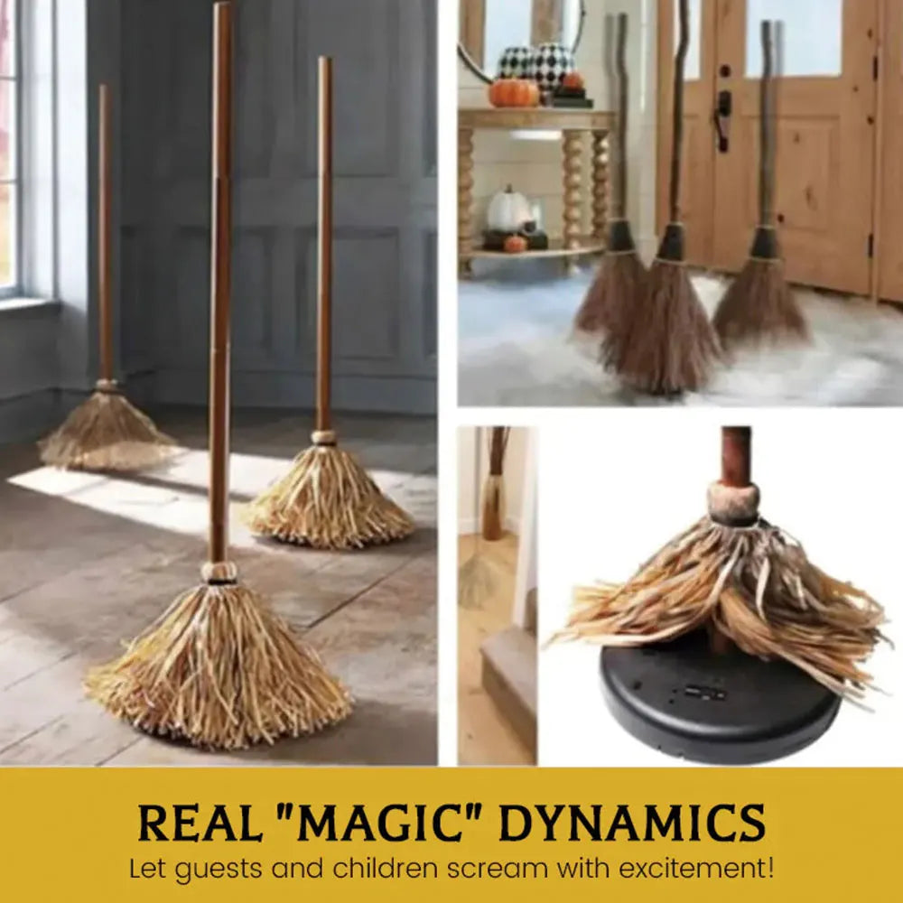 Animated Witch Broom Halloween Decor