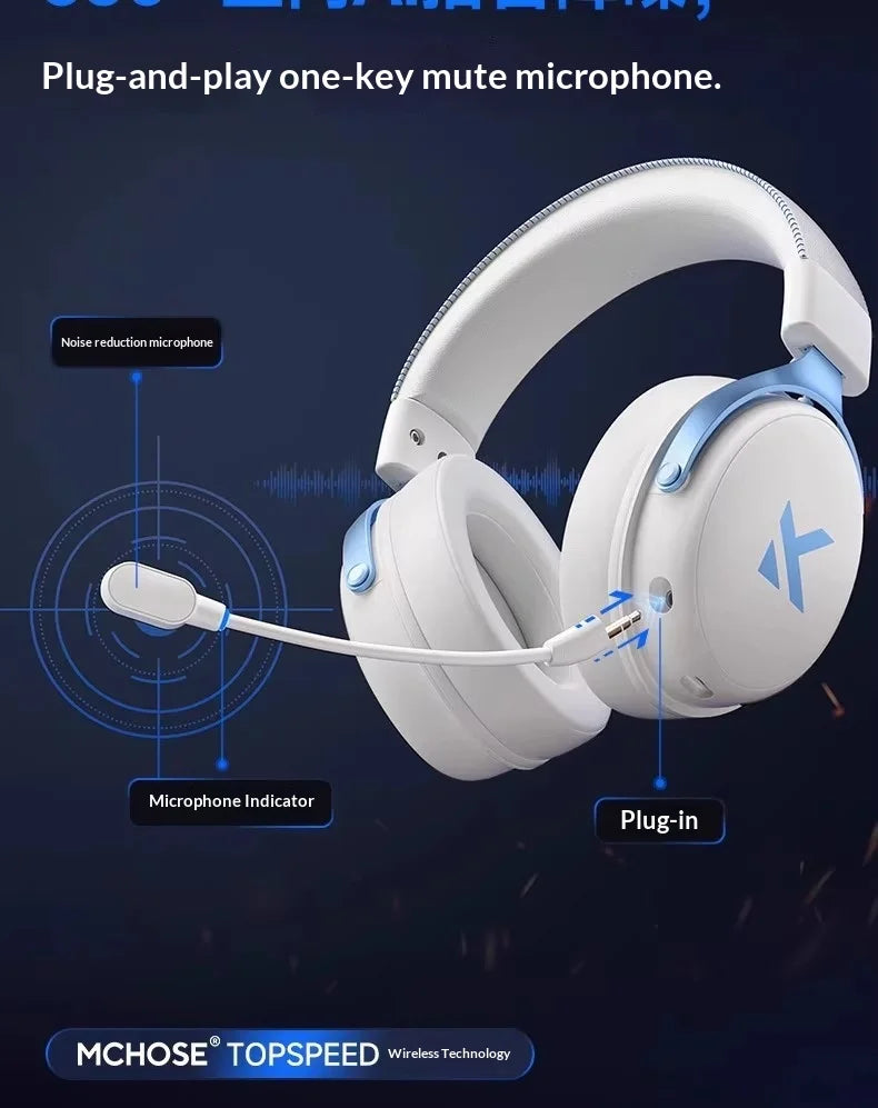 MCHOSE V9 Pro Gaming Headset – Bluetooth Wireless PC Gamer Headphones with Microphone, 7.1 Surround Sound & Low Latency