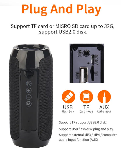 Portable Wireless Bluetooth Speaker – Mini Outdoor Bass Speaker with FM Radio, Hands-Free Call & Free Shipping