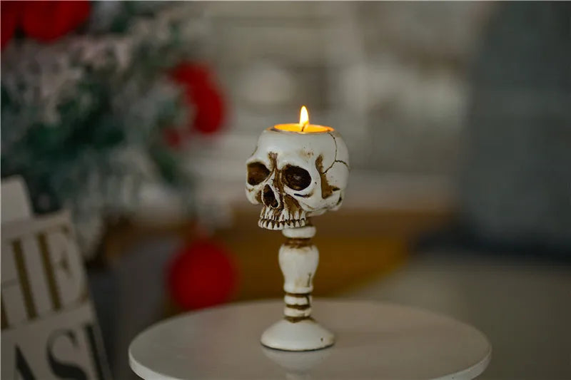 Gothic Skull Resin Candle Holder