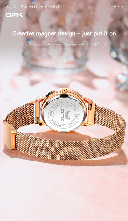 Elegant Women’s Quartz Watch – Stainless Steel Mesh Strap with Free Shipping