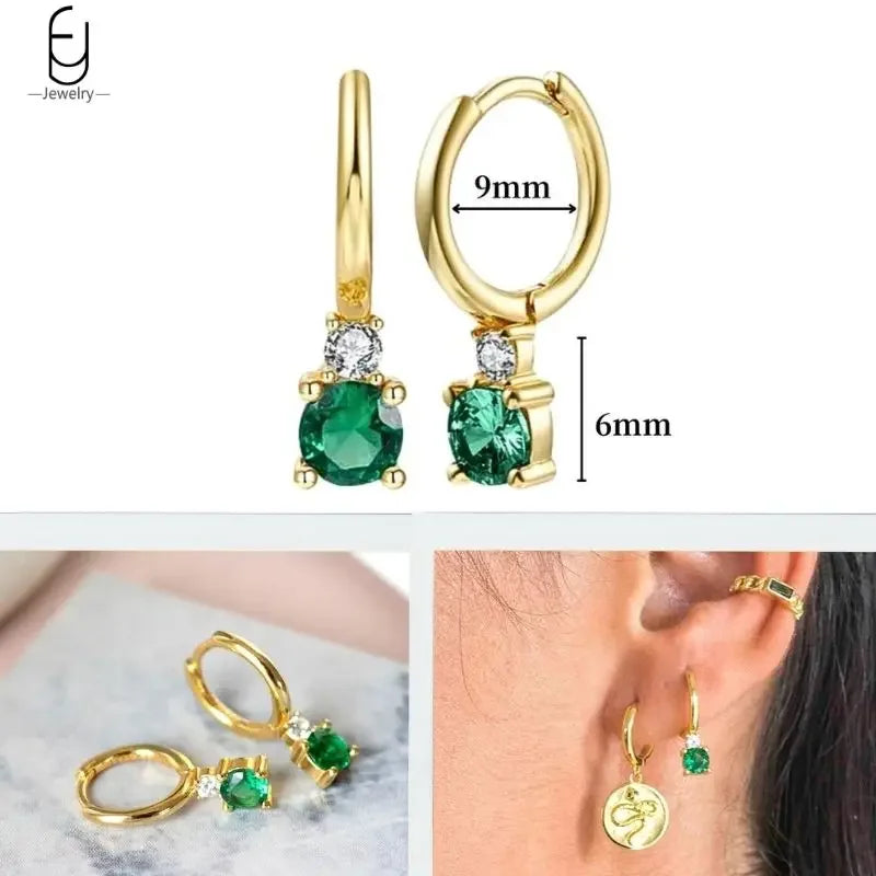 Green Zircon Gold-Tone Earrings