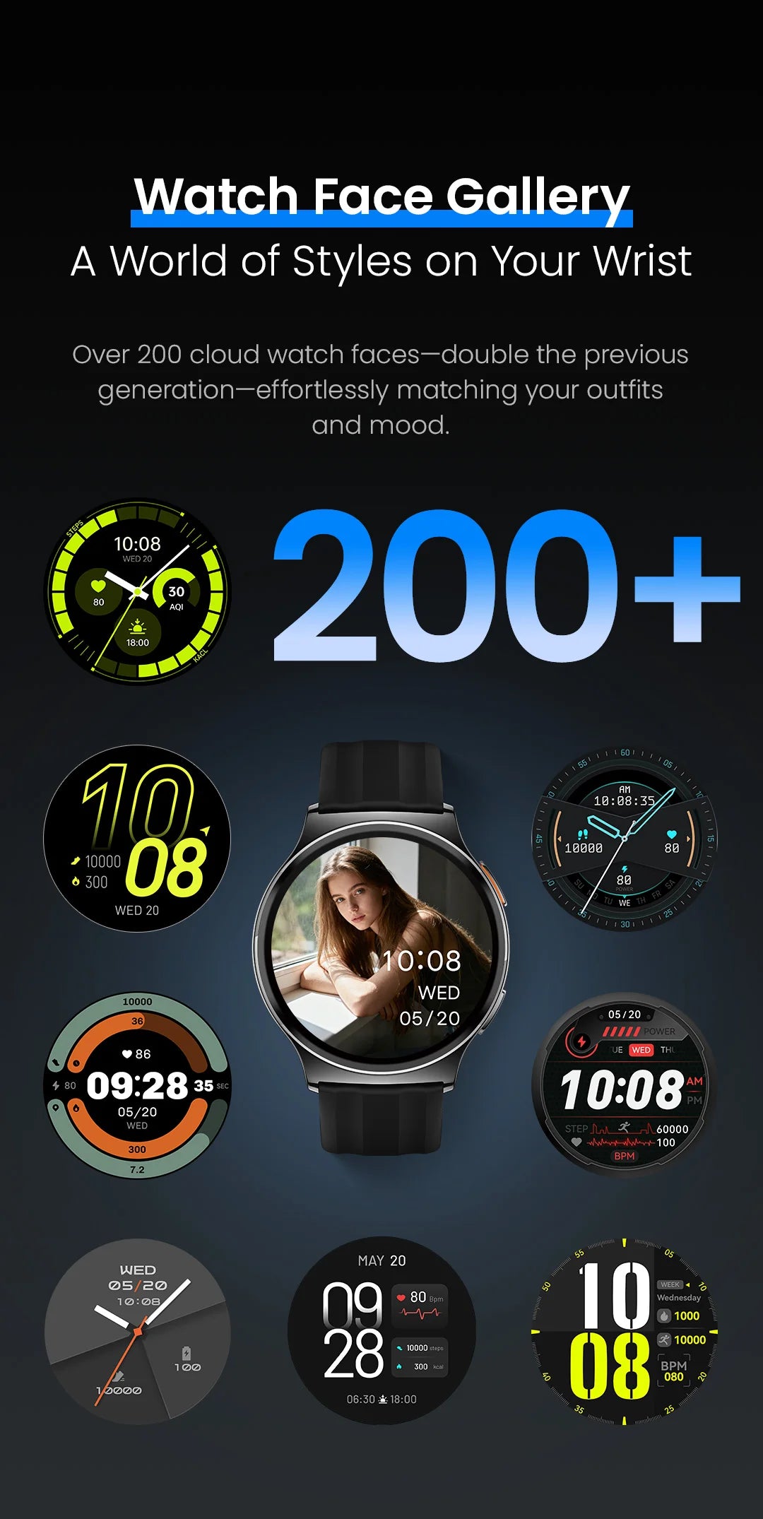 HAYLOU Solar Lite 2 Smartwatch – 1.43” AMOLED Fitness Watch with 24H Health Monitoring, 150+ Sports Modes & Voice Calling