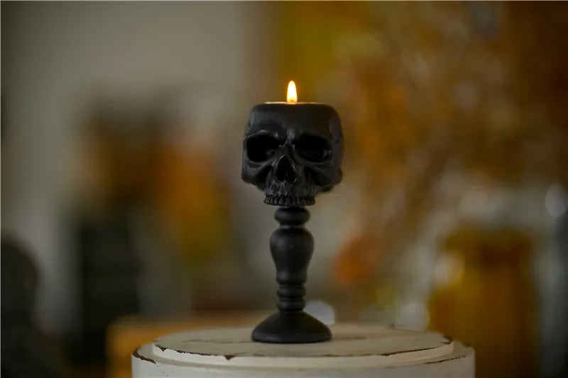 Gothic Skull Resin Candle Holder