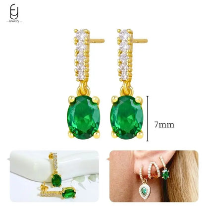 Green Zircon Gold-Tone Earrings
